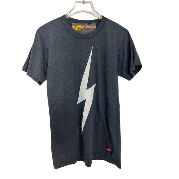 Aviator Nation Charcoal & White Bolt t-shirt Sz XS (0-2) - Picture 2 of 9